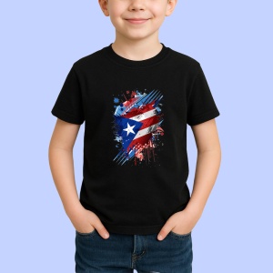 Tricou Puerto Rico Steag Splash Art, Copii | Dama | Barbat, culoare negru - Img 3
