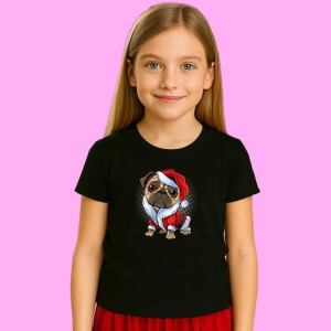 Tricou Pug Santa Outfit, din bumbac 100% Copii | Dama | Barbat - Img 2