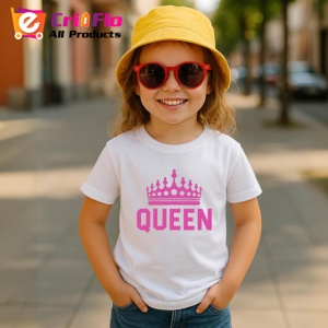 Tricou Queen Coroana Roz, din bumbac 100% , tricou alb pentru Copii | Dama | Barbat - Img 4