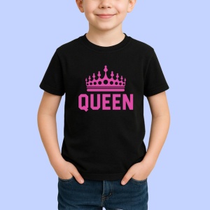 Tricou Queen Coroana Roz, din bumbac 100%, tricou negru Copii | Dama | Barbat - Img 2