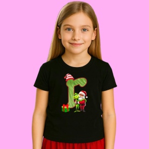 Tricou R Litere Craciun Cu Mos Si Spiridus Verde, din bumbac 100% Copii | Dama | Barbat - Img 3