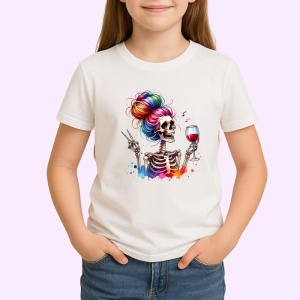 Tricou rainbow skeleton drinking wine, schelet curcubeu band vin, Copii | Dama | Barbat - Img 3