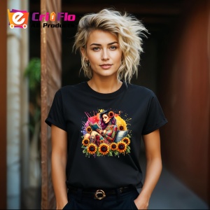 Tricou Reading girl sunflower field, fata citind in lan de floarea soarelui, Copii | Dama | Barbat , tricou negru