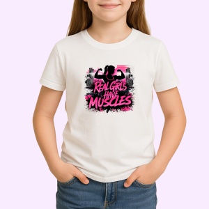 Tricou Real Girls Have Muscles Roz Intens, Copii | Dama | Barbat - Img 3
