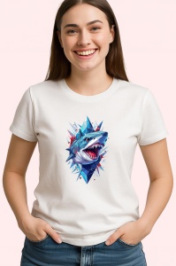 Tricou Rechin Albastru Design Agresiv, Copii | Dama | Barbat - Img 4