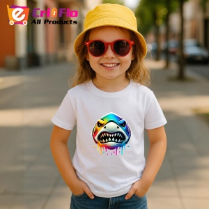 Tricou Rechin curcubeu cu dinti mari stil pop art Copii | Dama | Barbat - Img 11