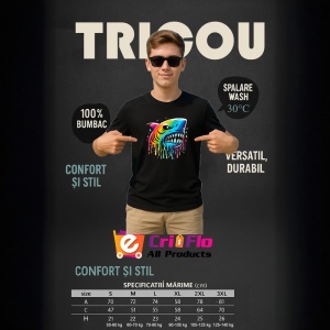 Tricou Rechin graffiti cu efecte vizuale pradator colorat Copii | Dama | Barbat, culoare negru - Img 6