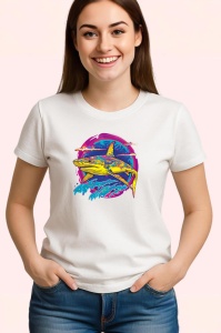 Tricou Rechini galbeni fundal roz valuri curcubeu Copii | Dama | Barbat - Img 3