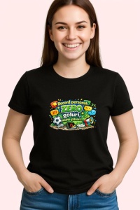 Tricou Record Personal Zero Goluri Multe Beri Fotbal, din bumbac 100%, tricou negru Copii | Dama | Barbat - Img 3