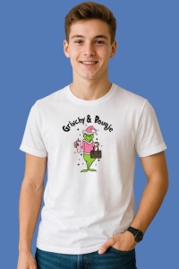 Tricou Retro Pink Grinch Squad Santa Hat Cutting Digital, din bumbac 100%, tricou alb, Copii | Dama | Barbat - Img 3