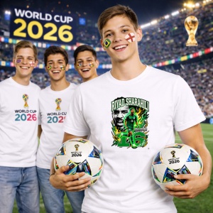 Tricou Riyadh Sharahili Saudi Arabia World Cup Fifa 2026, din bumbac 100%, tricou alb, Copii | Dama | Barbat - Img 7