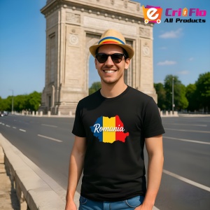 Tricou Romania harta tricolor cu text Negru |Colectia Tricouri Romania - Img 9