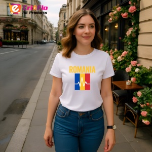 Tricou Romania tricolor pulse cu Text |Colectia Tricouri Romania - Img 4