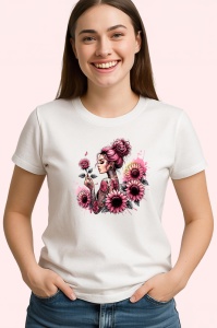 Tricou roses and curls tattoo woman, femeie cu bucle si tatuaje cu trandafiri, Copii | Dama | Barbat - Img 3