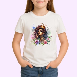 Tricou royal crown girl roses tattoo art, fata cu coroana regala si tatuaj trandafiri, Copii | Dama | Barbat