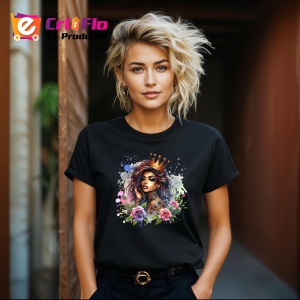 Tricou Royal crown girl roses tattoo art, fata cu coroana regala si tatuaj trandafiri, Copii | Dama | Barbat , tricou negru - Img 8