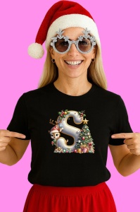 Tricou S Litere Craciun Cu Ren, Brad, Luminite Si Cadouri, din bumbac 100% Copii | Dama | Barbat