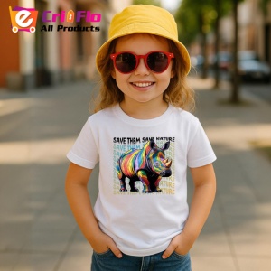 Tricou Save The Nature Rinocer Culori Abstracte, din bumbac 100% , tricou alb pentru Copii | Dama | Barbat - Img 5