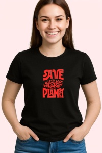 Tricou Save The Planet Design Ecologic Rosu, din bumbac 100%, tricou negru Copii | Dama | Barbat