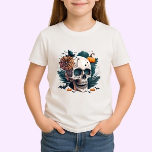 Tricou Schelet cu frunze portocalii si fundal toamna Copii | Dama | Barbat - Img 3
