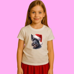 Tricou Schnauzer Craciun Cu Barba Pufoasa, din bumbac 100%, tricou alb, Copii | Dama | Barbat
