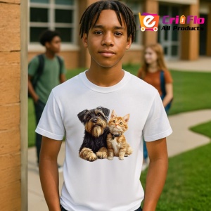 Tricou Schnauzer Miniatural si pisica portocalie cei mai buni prieteni Copii | Dama | Barbat Barbat - Img 7