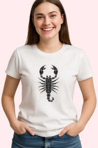 Tricou Scorpion Alb Negru Geometrie, Copii | Dama | Barbat