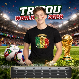 Tricou Senegal World Cup 2026 Fifa V2, din bumbac 100%, tricou negru, Copii | Dama | Barbat - Img 6