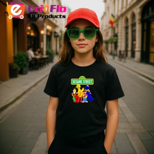 Tricou Sesame street emisiune educativa cu papusi colorate si personaje haioase, Copii | Dama | Barbat , tricou negru - Img 5