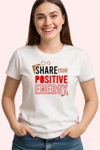 Tricou Share Your Positive Energy Text Rosu V2, din bumbac 100% , tricou alb pentru Copii | Dama | Barbat - Img 2