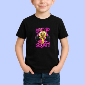 Tricou Shut Up And Squat Roz Haltere, Copii | Dama | Barbat, culoare negru - Img 3