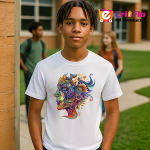 Tricou Silueata barbateasca in stil psihedelic intens Copii | Dama | Barbat