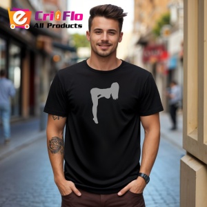 Tricou Silueta Fata Aplecata Design Negru V1, din bumbac 100%, tricou negru Dama | Barbat - Img 6