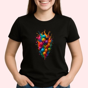 Tricou Simley Emojy tip bilute colorate Negru, Copii | Dama | Barbat - Img 2