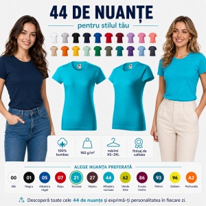 Tricou simplu damă, clasic lejer basic pentru femei | 44 de culori disponibile XS - 2XL - Img 6