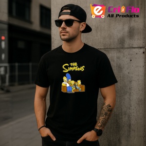 Tricou Simpson marge si familia pe canapea intr o scena celebra, Copii | Dama | Barbat , tricou negru - Img 11