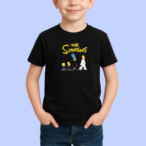 Tricou Simpson parodie dupa evolutia omului cu familia in linie, Copii | Dama | Barbat , tricou negru - Img 2