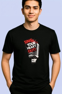 Tricou Sing Your Heart Out Microfon, Copii | Dama | Barbat, culoare negru - Img 2