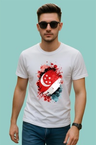 Tricou Singapore Steag Splash Art, Copii | Dama | Barbat