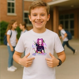 Tricou SIX SEVEN 67 Anime Girl Gamer Style Huntrix KPOP, din bumbac 100%, tricou alb, Copii | Dama | Barbat - Img 1