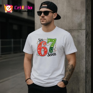 Tricou SIX SEVEN 67 Clasic Rosu Verde, din bumbac 100%, tricou alb, Copii | Dama | Barbat - Img 3