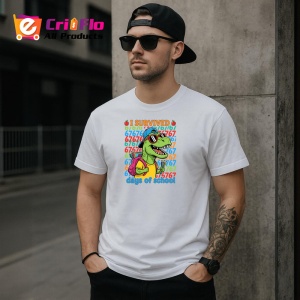Tricou SIX SEVEN 67 Dino Scoala Vesel, din bumbac 100%, tricou alb, Copii | Dama | Barbat