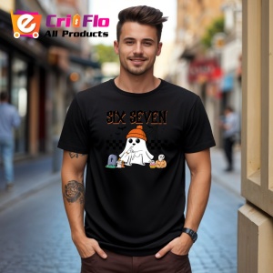 Tricou SIX SEVEN 67 Fantoma Halloween, din bumbac 100%, tricou negru, Copii | Dama | Barbat - Img 3