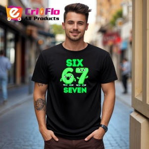 Tricou SIX SEVEN 67 Green Slime Numbers, din bumbac 100%, tricou negru, Copii | Dama | Barbat - Img 2