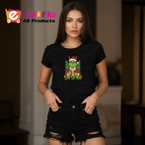 Tricou SIX SEVEN 67 Grinch Craciun, din bumbac 100%, tricou negru, Copii | Dama | Barbat - Img 3