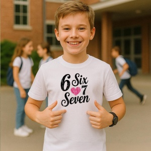 Tricou SIX SEVEN 67 Iubire Script, din bumbac 100%, tricou alb, Copii | Dama | Barbat - Img 2