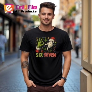 Tricou SIX SEVEN 67 Maini Craciun Artistic, din bumbac 100%, tricou negru, Copii | Dama | Barbat