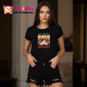 Tricou SIX SEVEN 67 Pisica Bruh Cool, din bumbac 100%, tricou negru, Copii | Dama | Barbat