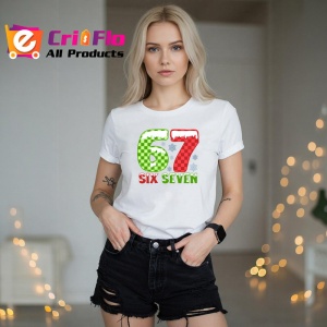Tricou SIX SEVEN 67 Verde Rosu Clasic, din bumbac 100%, tricou alb, Copii | Dama | Barbat - Img 3