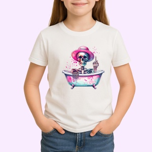 Tricou skeleton in bathtub hat, schelet in cada cu palarie, Copii | Dama | Barbat - Img 3